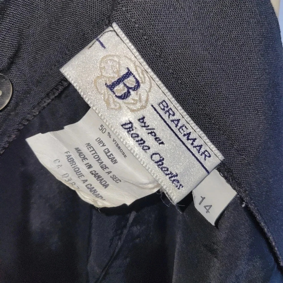 Vintage Braemar Diana Charles Black Pocket Back Slit Size 14 - Picture 2 of 6